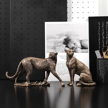

2020 European Style Miniature Leopard Crafts Decoration Accessories Home Figurines Miniatures Cheetah Room Porch Office Cabinet