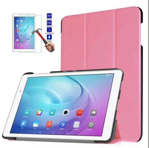 Чехол-подставка для huawei Honor Play Tablet 2 9,6 ''Магнитный ультра тонкий смарт-чехол с откидной крышкой+ стекло+ стилус - Цвет: Pink