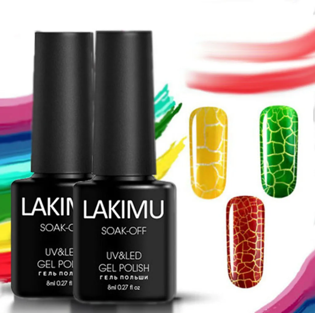 

UV Gel Nail Polish Set Explosive Models Cracked Nail Polish Rubber Fissile Lines 12 Colors 8ML Gel Varnish Primer Top Base Coat