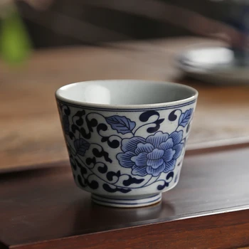 

Retro Blue and White Porcelain Master Cup Large Tea Cup Pieces Cup Single Tea Bowl Personal Cup Ceramic Kung Fu Tea Set