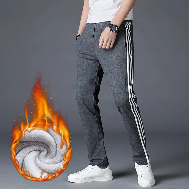 Мужские брюки для пробежек теплые флисовые зимние мужские брюки карго полосатые спортивные брюки мужские s мягкие тонкие брюки ветрозащитная Мужская брендовая одежда - Цвет: EM147 Dark Grey