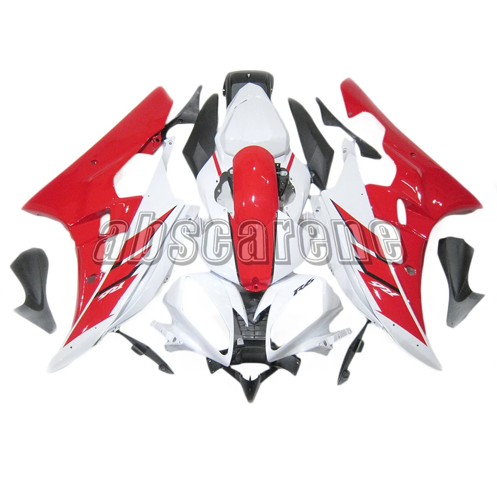 06 r6 Motorcycle Injection Full Fairing Kit For Yamaha YZF600 R6 2006 2007 YZF 07 ABS Plastic Cowlings - Glossy Red White | Автомобили и