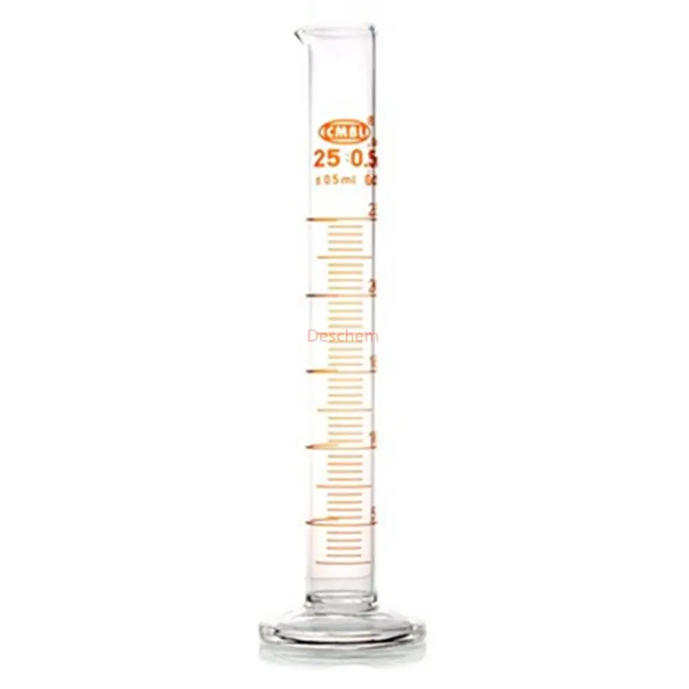 2Pcs 25ml Glass Measuring Cylinder Graduated & Spout Mouth Lab Glassware