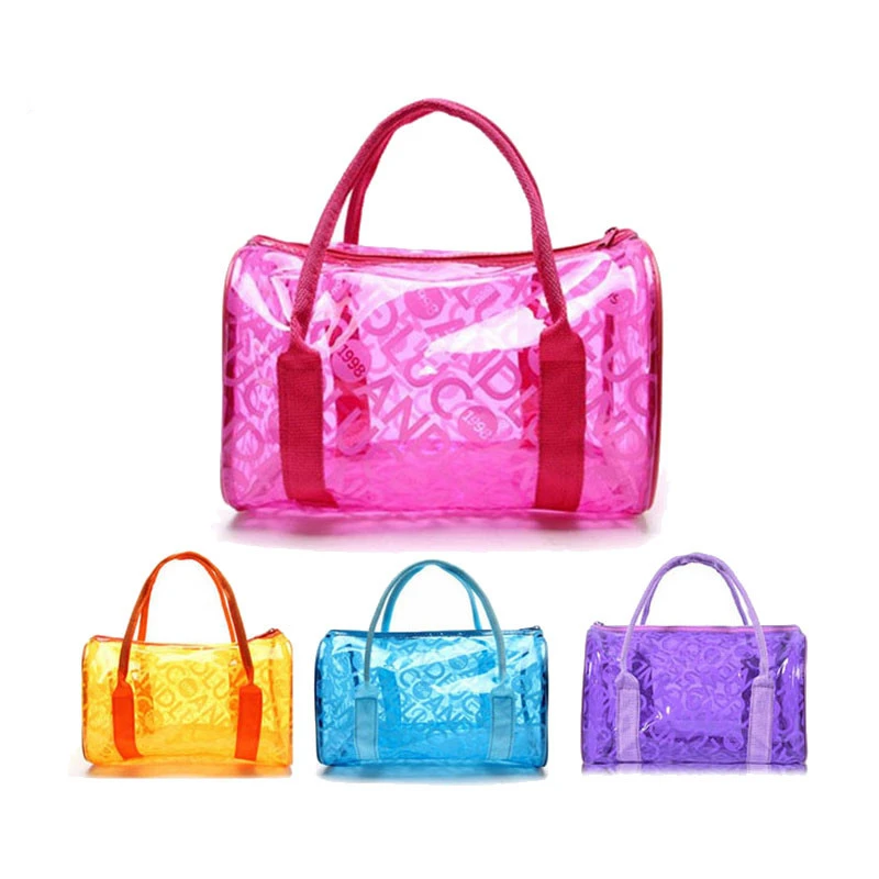 Hylhexyr Portable Handbag PVC Jelly Transparent Tote Beach Bag