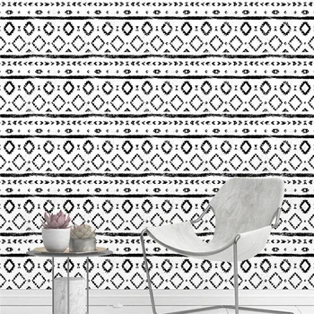 

Peel and Stick Black and white geometric figure waterproof wallpaper Vinyl Self AdhesiveWallPaper walls roll Bedroom Home Decor