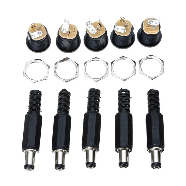 Dc2410-pack Dc 12v 3a 5.5x2.1mm Male Plugs & Dc022 Female Jack