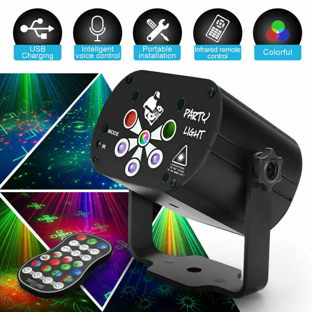 129 muster Laser Projektor Sound Party Licht Zeigen Led RGB UV Lichter DJ  Disco Lampe Professionelle Bühne Effekte für Dance boden