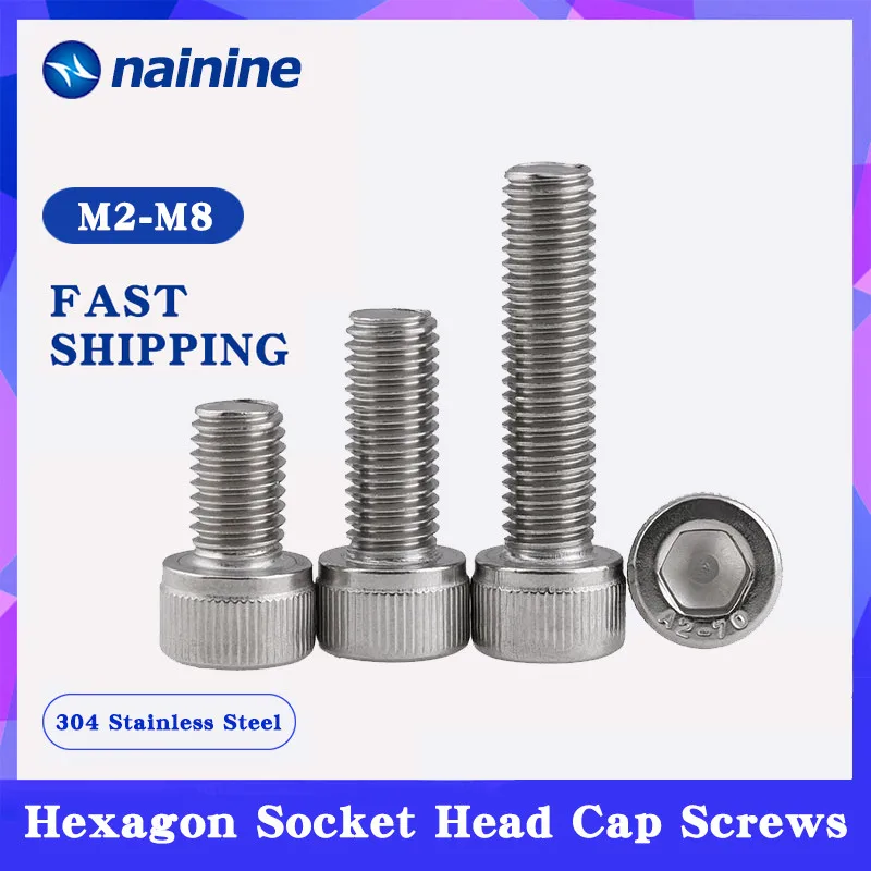 

DIN912 304 Stainless Steel Hexagon Socket Head Cap Screws Bicycle Hex Bolts M2-M8