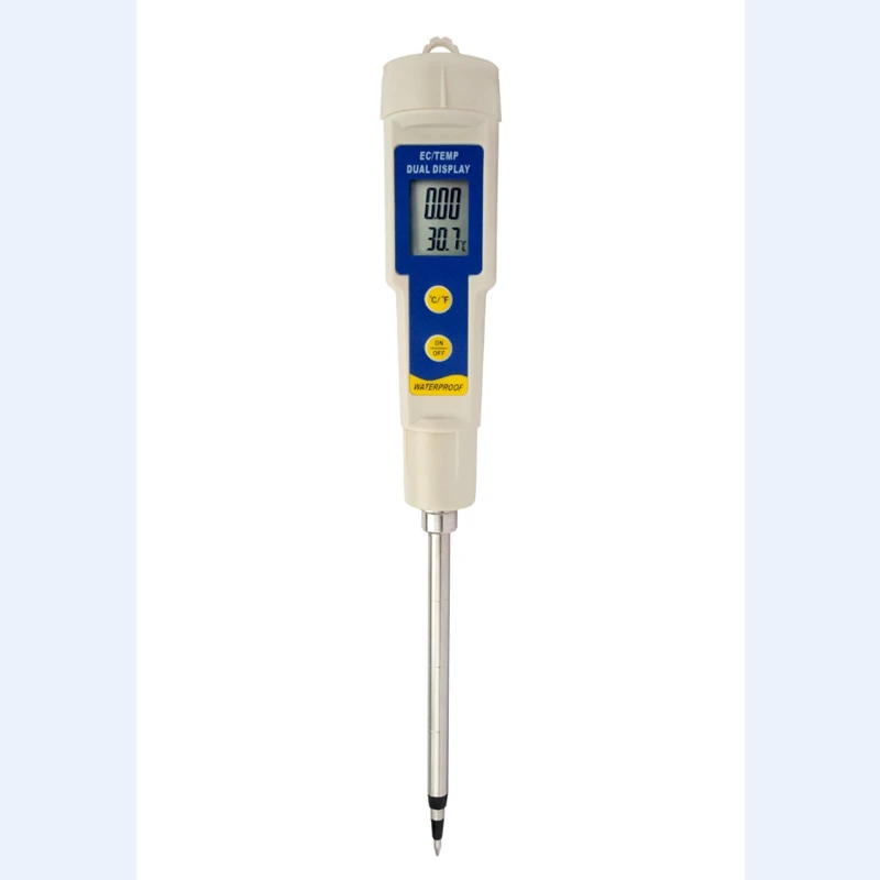 

EC-315 Waterproof Direct Soil EC and Temperature Tester 0.00-4.00 mS/cm Display Conductivity EC ppm CF Temp Meter 0-50℃ with ATC