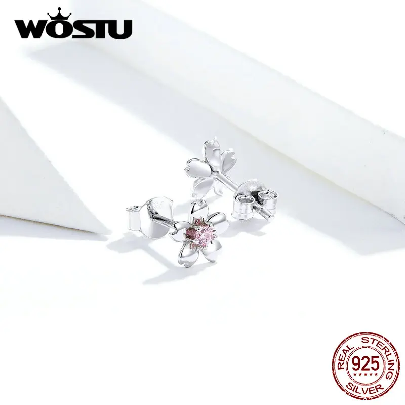WOSTU Новое поступление 925 пробы серебряные цветочные серьги чистые и чистые лепестки серьги простого дизайна для женщин ювелирные изделия FIE784