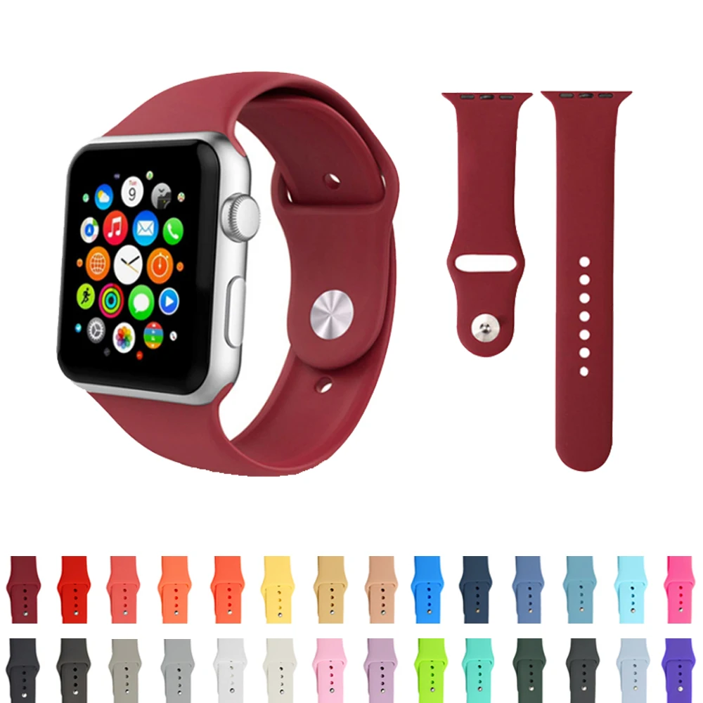 

Soft Silicone Replacement Strap Compatible For Apple watch Series 5 4 3 2 1 Sports wristband For iwatch band 44mm 40mm 38mm 42mm