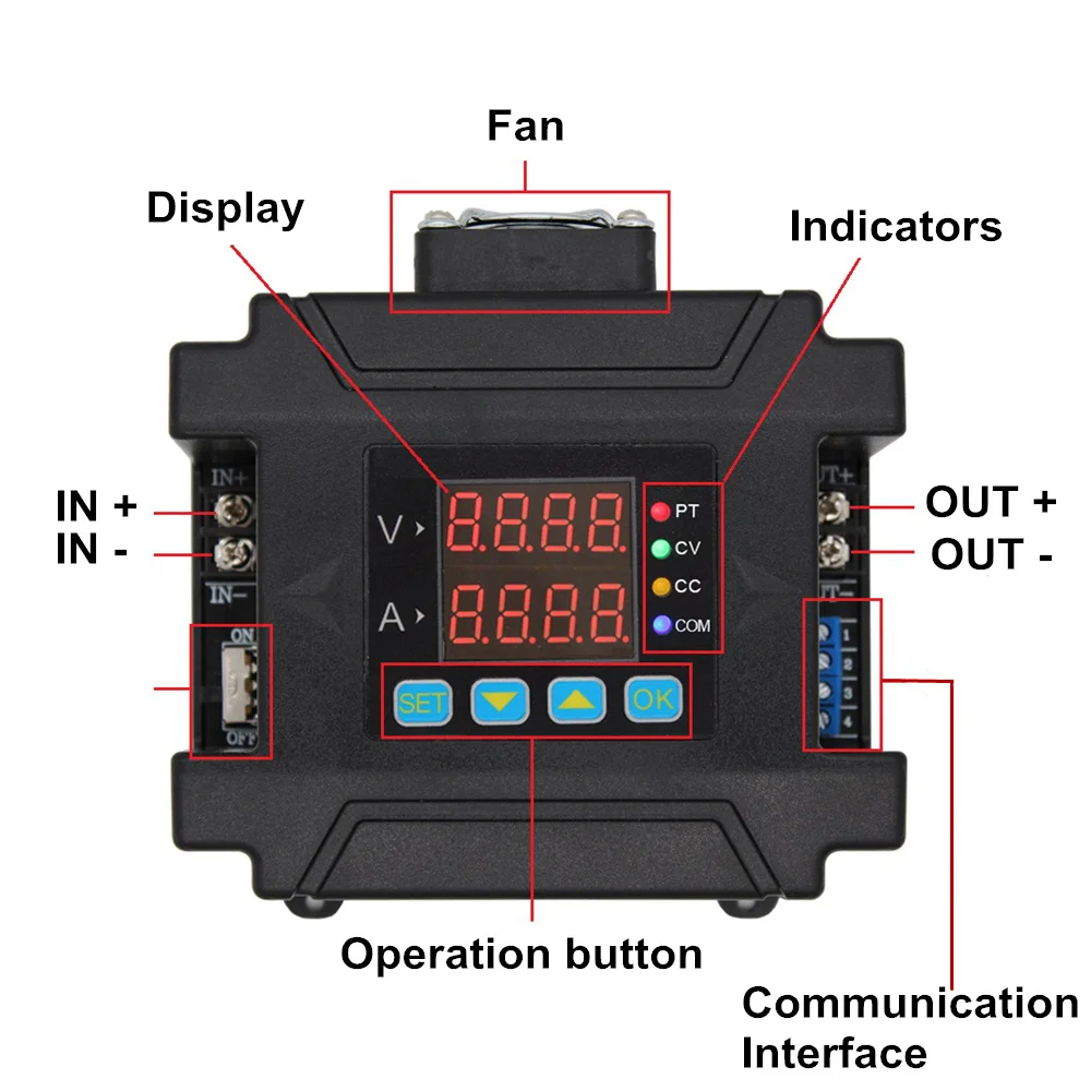 JUNTEK dmm8608 60V8A постоянное напряжение тока DC-DC понижающий источник питания линии связи понижающий преобразователь напряжения ЖК-вольтметр