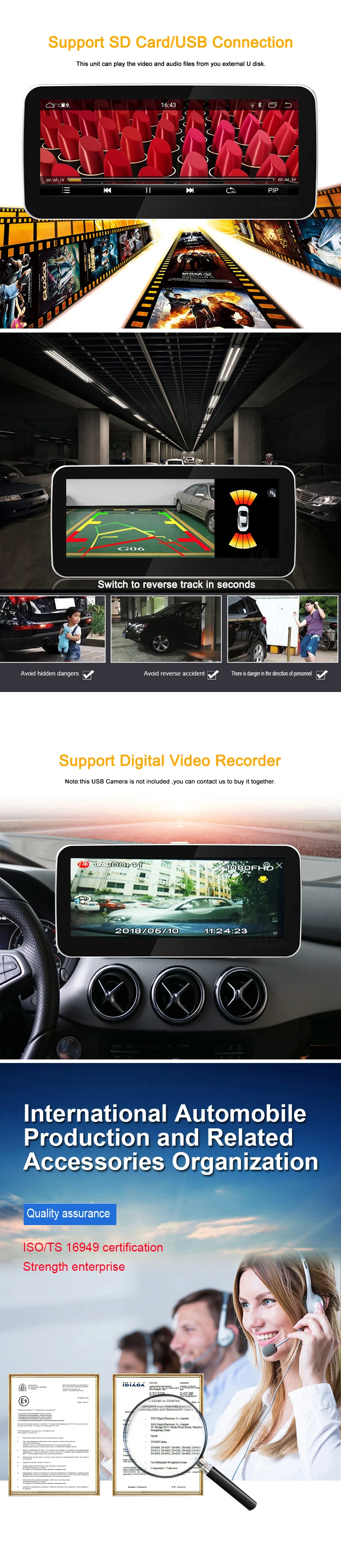 Best Koason Android 9.0 10.25 inch touch Screen Car GPS Navigation for BENZ C class GLC 2015 2016 2017 2018 Vehicle Multimedia Player 3