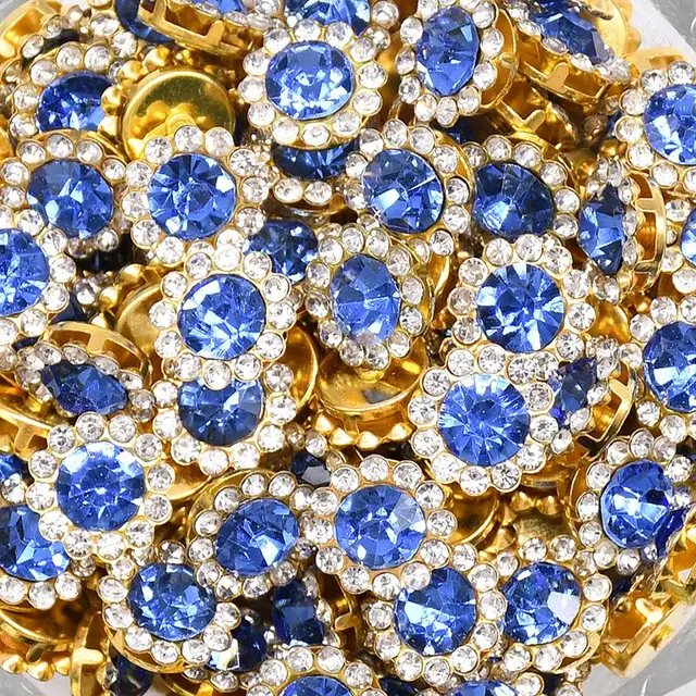 100 Claw Cup Glass Rhinestones Strass Shiny Crystals Stones Trim Gold Base Sew on Rhinestones For Clothes DIY Sewing Accessories B06