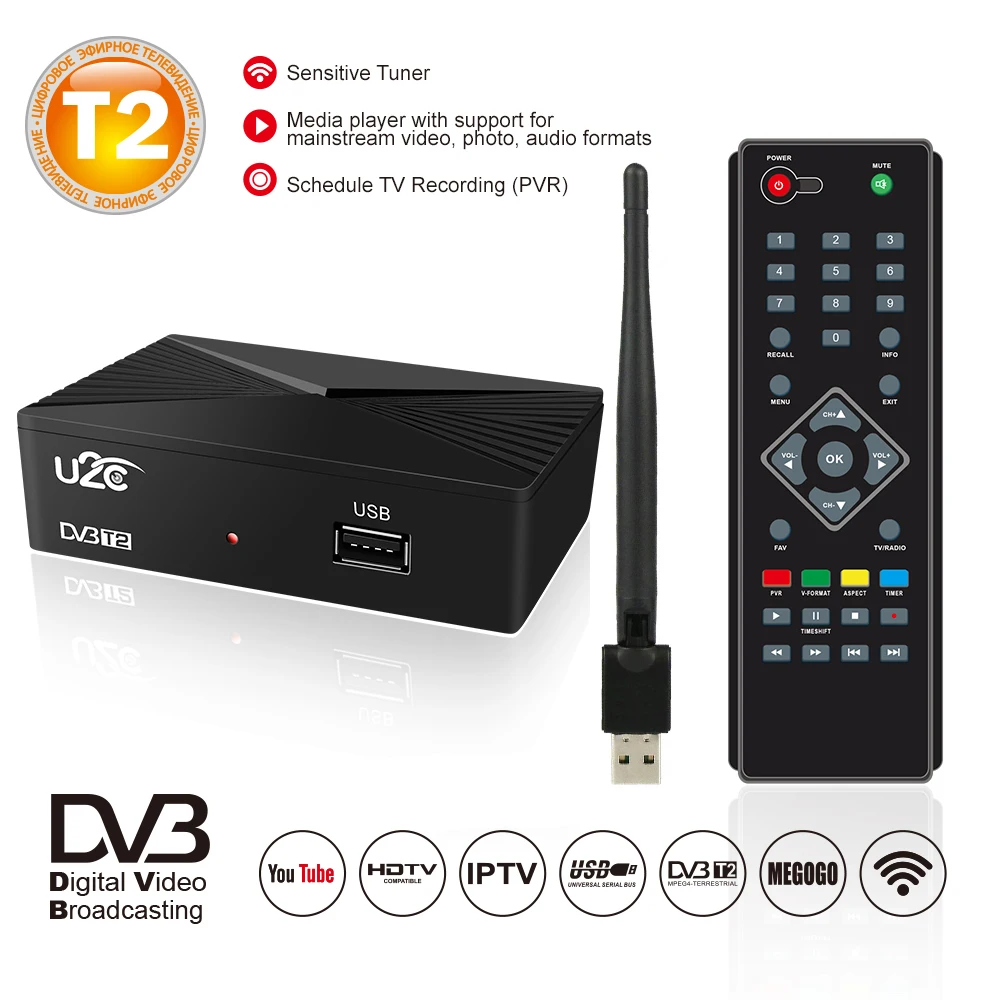 Цифровой ТВ-тюнер DVB T2 Vga TDT DVB-T2 TV-приемник Wifi-приемник DVBT2 DVB-C ТВ-приставка DVB-T H.264 AC3
