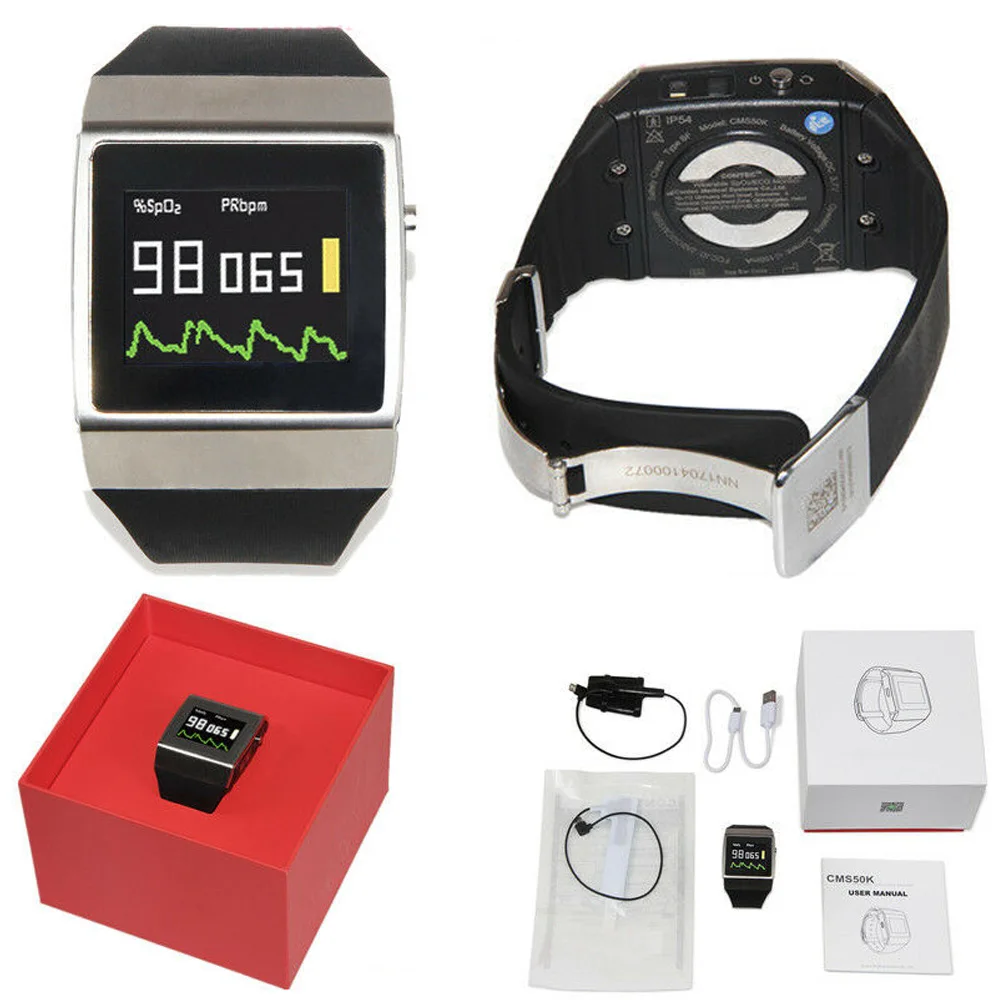 Bluetooth OLED Wrist Pulse Oximeter SpO2/ECG pedometer  24 hours record Monitor 