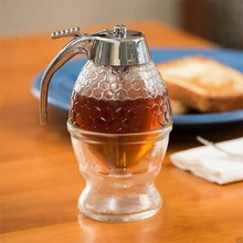 200ML Honey Juice Syrup Dispenser Practical Acrylic Pot Jar 1 Cup Acrylic Bee Hive with Trigger Stand High Quality Hot Sale 2019