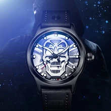 RISTOS Reloj de pulsera de cuarzo tallado con agujeros para hombre, cronógrafo de negocios con espejo Hardlex, masculino
