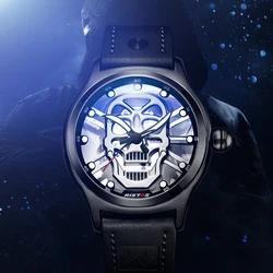 RISTOS Reloj de pulsera de cuarzo tallado con agujeros para hombre, cronógrafo de negocios con espejo Hardlex, masculino