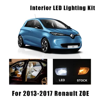 

9pcs White Ice Blue Canbus LED Lamp Car LED Interior Reading Map Trunk Light Kit For 2013-2017 Renault ZOE License Plate Light