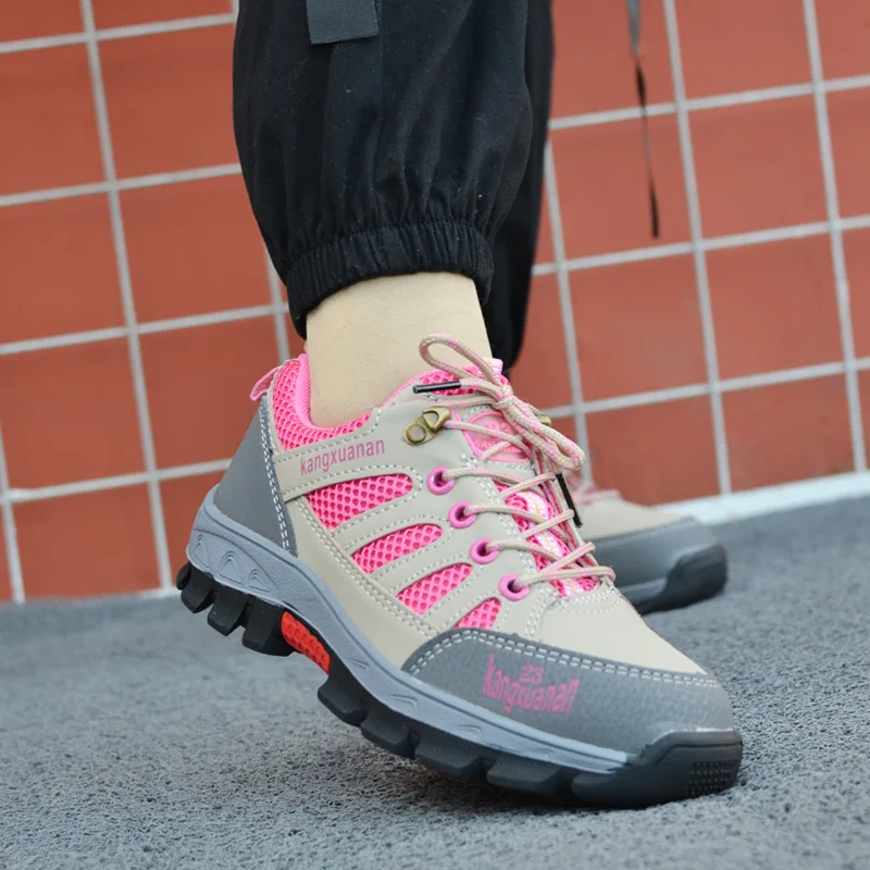 Zapatos de seguridad cómodos y ligeros para mujer, zapatillas de protección  para el trabajo, transpirables, con punta de acero, botas industriales| Calzado de seguridad| - AliExpress