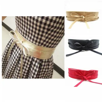 

Fashion Multicolor Women PU Leather High Waist Strap Belts For Dress Decoration Wide Belt Slimming Girdle Ties Bow Bands