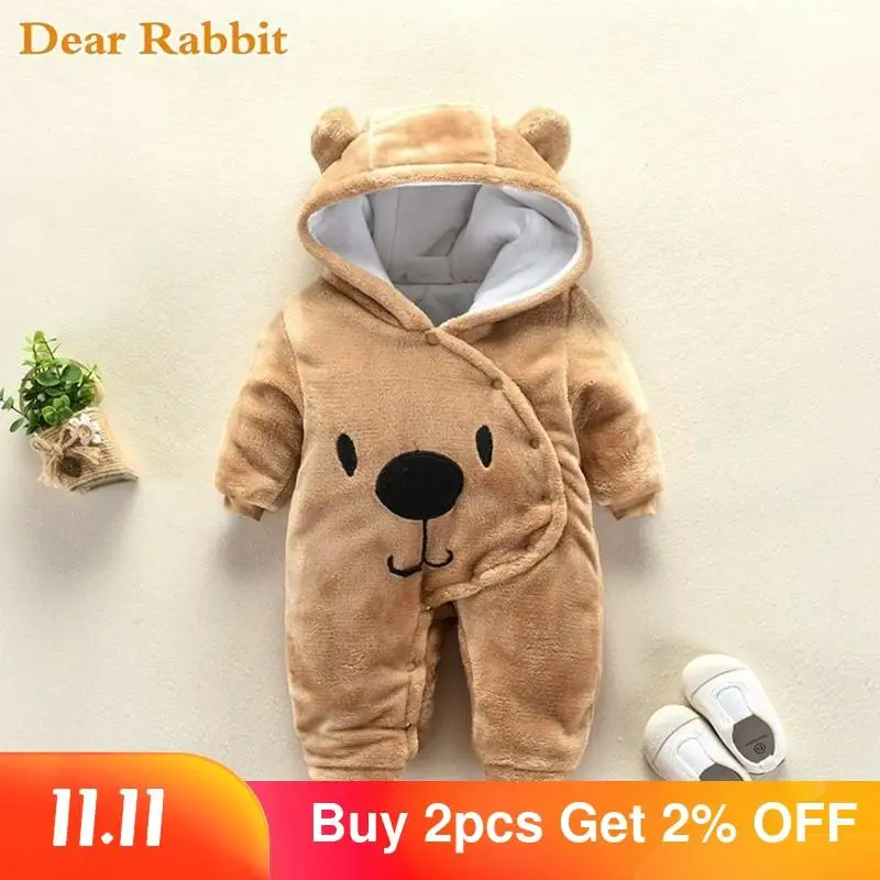

2020 Cute Cartoon Bear Flannel new born Baby clothes Romper Novelty Cotton boy girl Animal Rompers Stitch Baby's Sets Baby