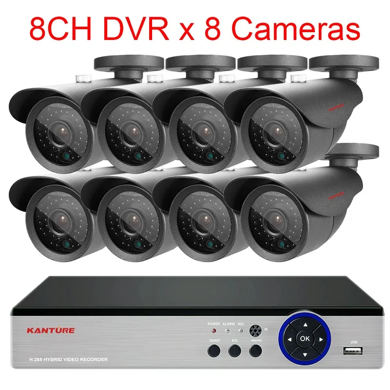 KANTURE h.265+ 4CH 8CH 4K Ultra HD cctv dvr система 8MP ночного видения камера безопасности комплект 4K Водонепроницаемая камера видеонаблюдения - Цвет: 8CH DVR x 8 Camera