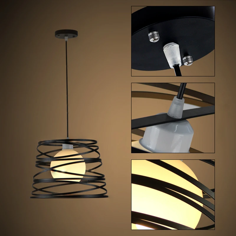  LED Pendant Lights Restaurant Single Head Iron Art Hanging Lamp Kitchen Coffee House Lighting Fixtu - 4000290102659