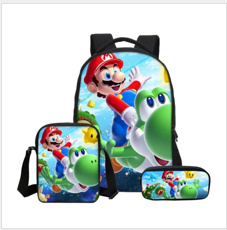 as pictures 3 шт./компл. Super Mario Bros Sonic зубная щётка для детей школьные сумки ортопедический рюкзак для школы для мальчиков и девочек Mochilas Infantil сумки с рисунком - Цвет: as pictures