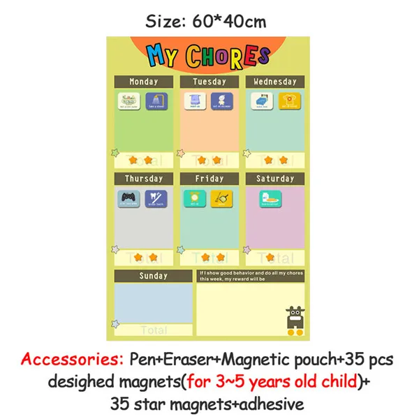 Магнитная наградная диаграмма, настенная доска, календарь, наклейка, еженедельный учебный план, памятка, расписание для раннего образования, детская игрушка, подарок - Цвет: 6040ZLB08-1