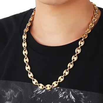 

Find Me Vintage Coffee Bean Necklace Geometric Stainless Steel Long Chain Necklace for Men Fashion Jewelry Accessories