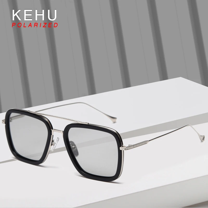 

The Avengers 3 iron Man Polarized KEHU Sunglasses Men Square Tony Stark Glasses Spiderman Edith Sun Glasses Unisex UV Shade KE50