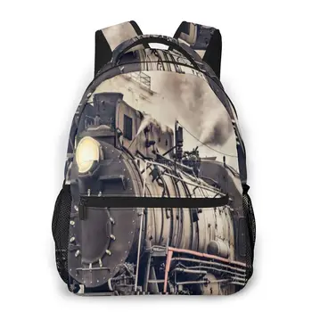 

2020 Backpack Retro Steam Train Departs From The Station School Bag Men Backbag Travel Daypacks Male Leisure Backpack Women Gril