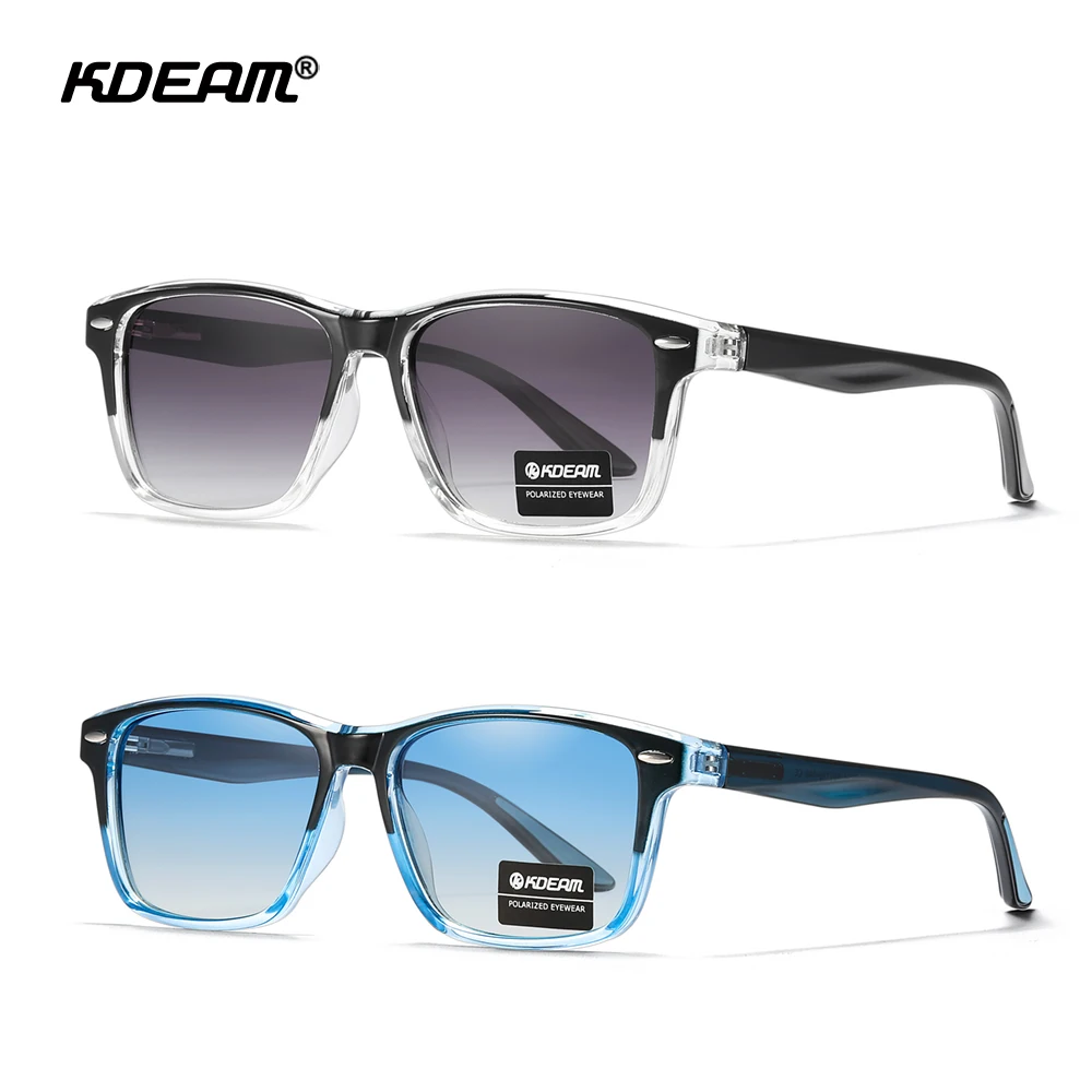 KDEAM All Matching Square Polarized Sunglasses For Men Women TR90 Material Frame Spring Hinges KD398