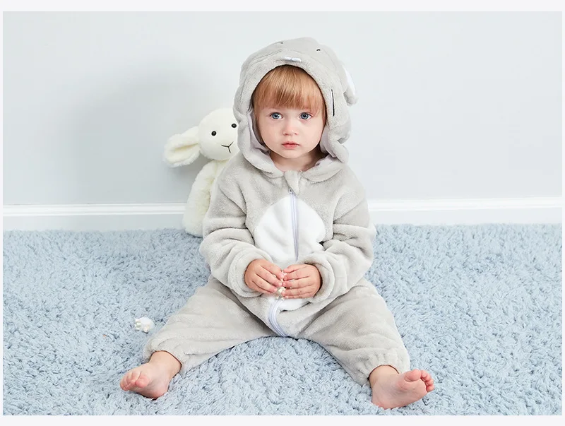 Детские комбинезоны; зимний флисовый костюм с длинными рукавами и рисунком мышки; комбинезон для малышей; onsie; одежда для маленьких мальчиков и девочек