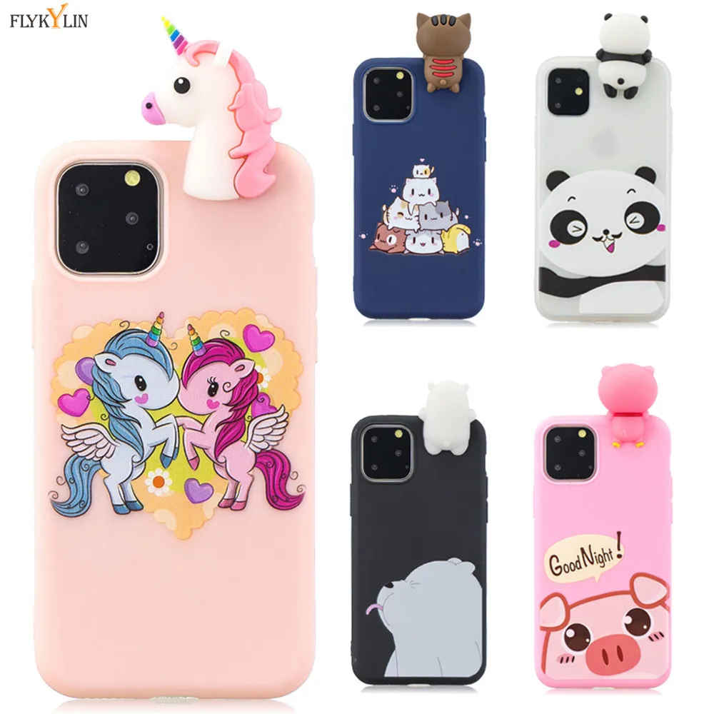 Unicorn Case on for iPhone 11 Pro Max 3D Cute Panda Silicone Cover Coque X XR XS 6 7 8 Plus 5 5S SE Capa |