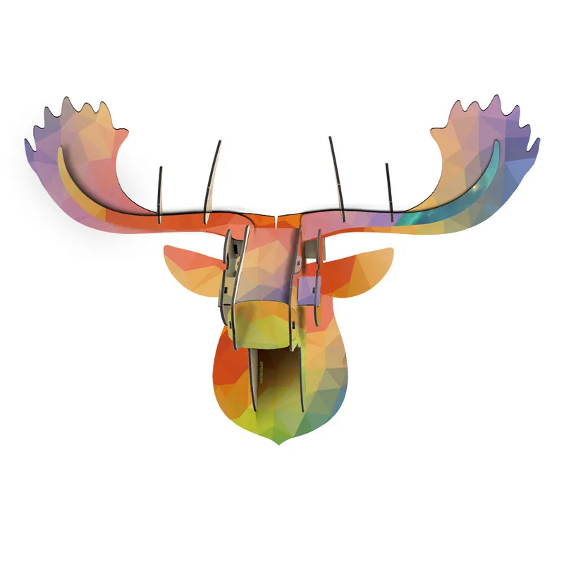 DIY 3D деревянные животные голова оленя модель искусство для дома и офиса Настенный декор стеллаж для хранения аксессуары для украшения дома 19ss