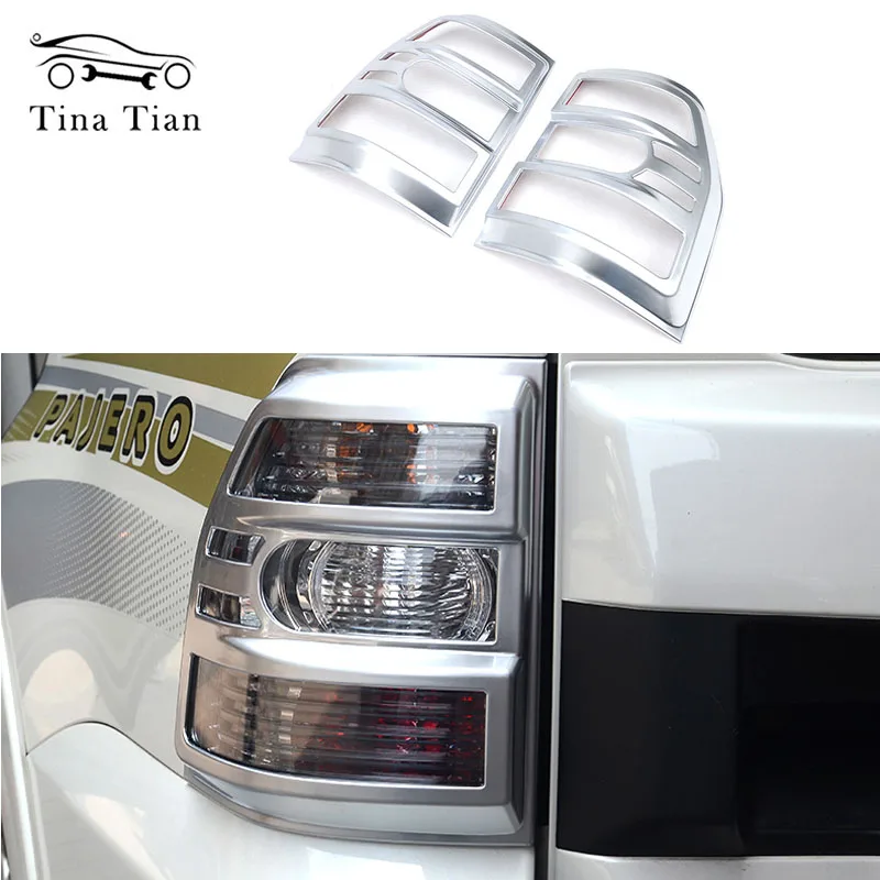 

2pc Car Taillight Styling Matte Silver tail light Rear lamp Cover for Mitsubishi PAJERO 2007-2019 taillight Trim Accessories