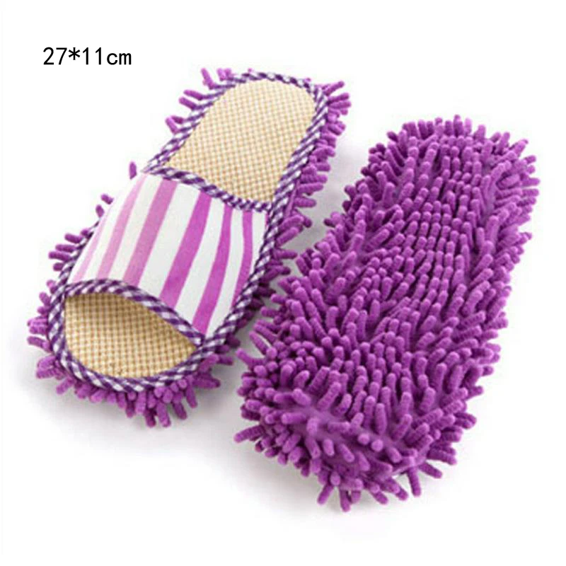 Швабра Тапочки унисекс моющаяся обувь для очистки от пыли Швабра Тапочки для уборки дома для ванной комнаты офисные кухонные инструменты для чистки - Цвет: Purple
