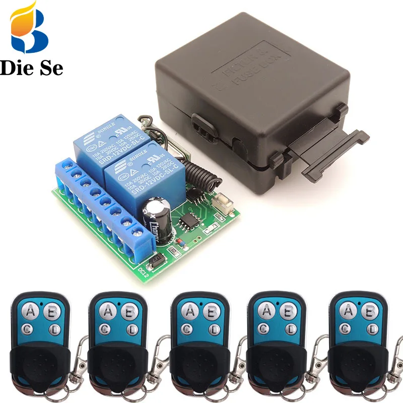 

12V 10A 2CH rf Relay Receiver 433MHz Universal Wireless Remote Control opener for Electric curtains/ gate/ garage/ door