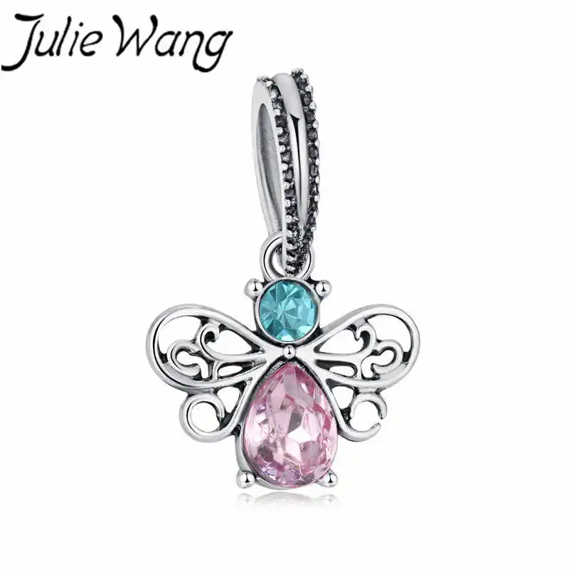 Julie Wang 5 шт. бусины-бабочки подвески стразы цинковый сплав браслет и браслеты