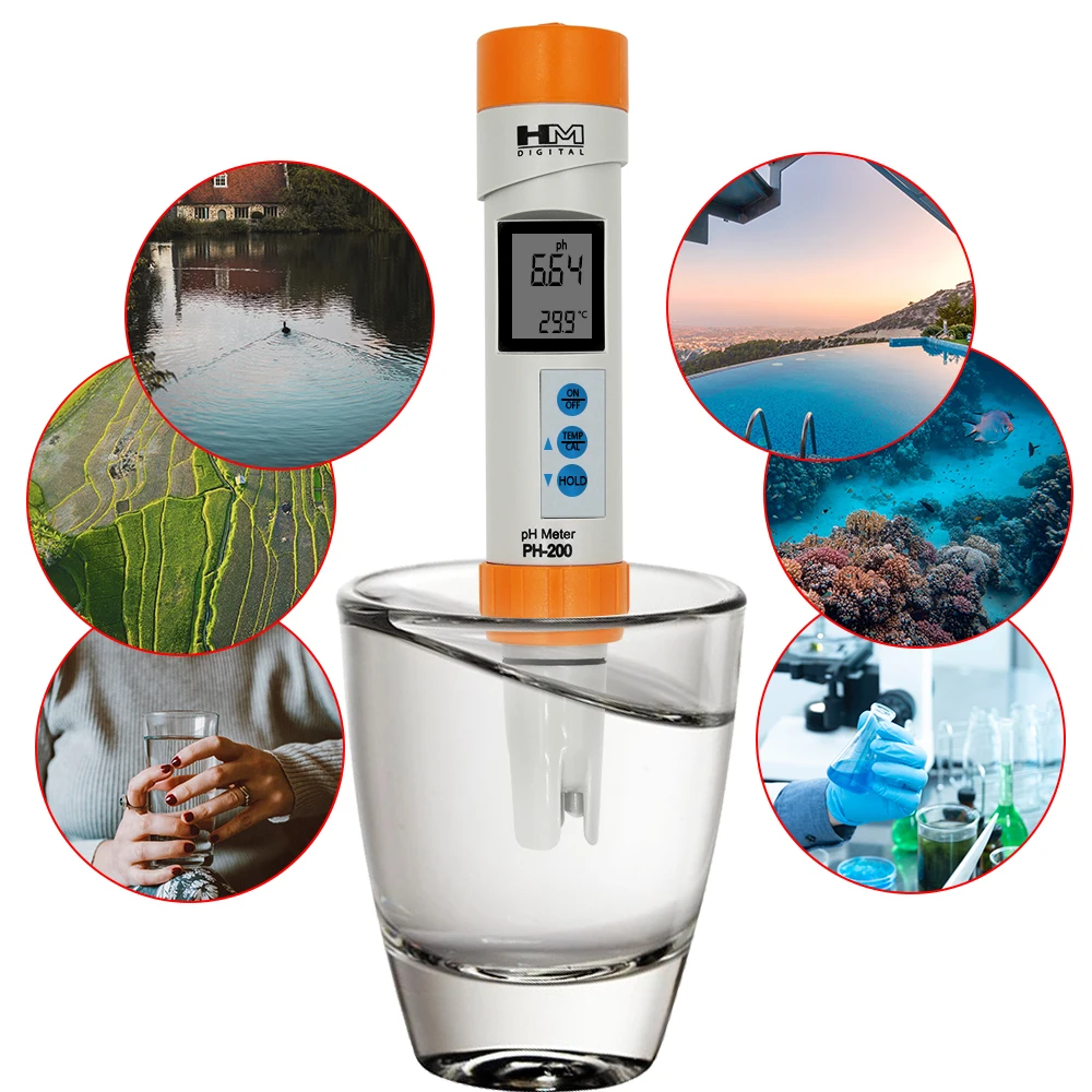 HM Digital PH-200 PH Meter COM-100 EC TDS Meter Temperature with