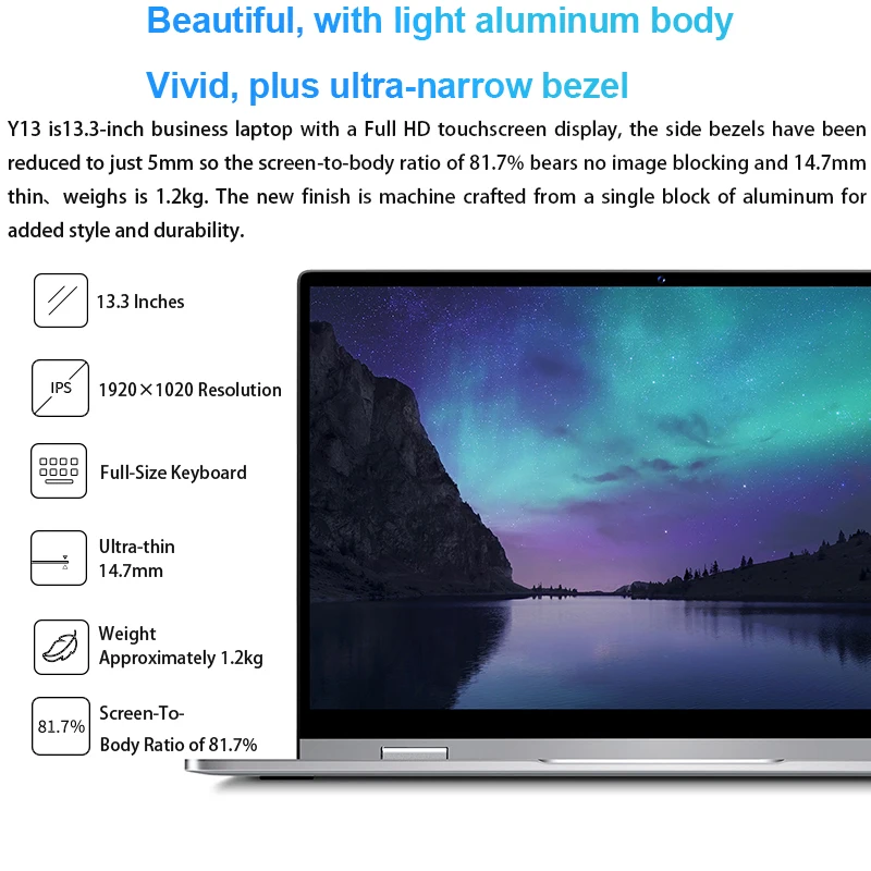 BMAX Y13 Laptop 13.3 inch Quad Core Intel N4120 1920*1080 IPS Screen 8GB LPDDR4 RAM 256GB SSD Notebook windows10