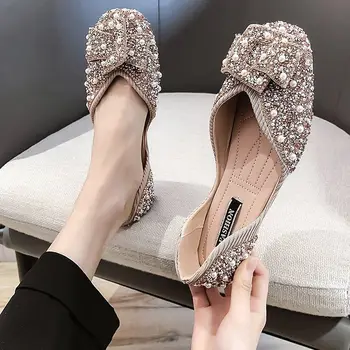 

sexy shoes women loafers flats lady shoes bling woman loafers pearl ins Trendy glitter High quality 2020