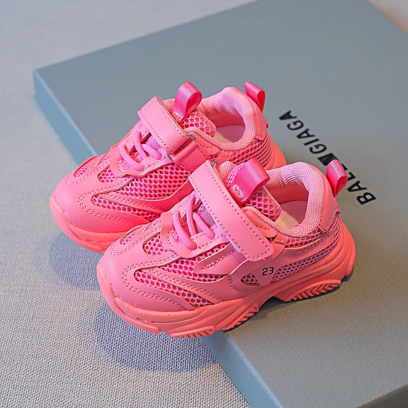 Toddler Baby Sneakers For Kids Girls Casual Fashion Air Mesh White Rose Red Breathable Sport Running Children's Shoes New Shoe | Детская