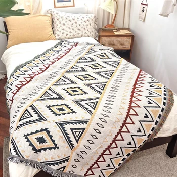 Tassel Sofa Throw Blanket Knitted Rugs Beach Towel Pet Mat Picnic Cloth Bedside Blankets Outdoor Bench Towel Bohemian Tapestry 1