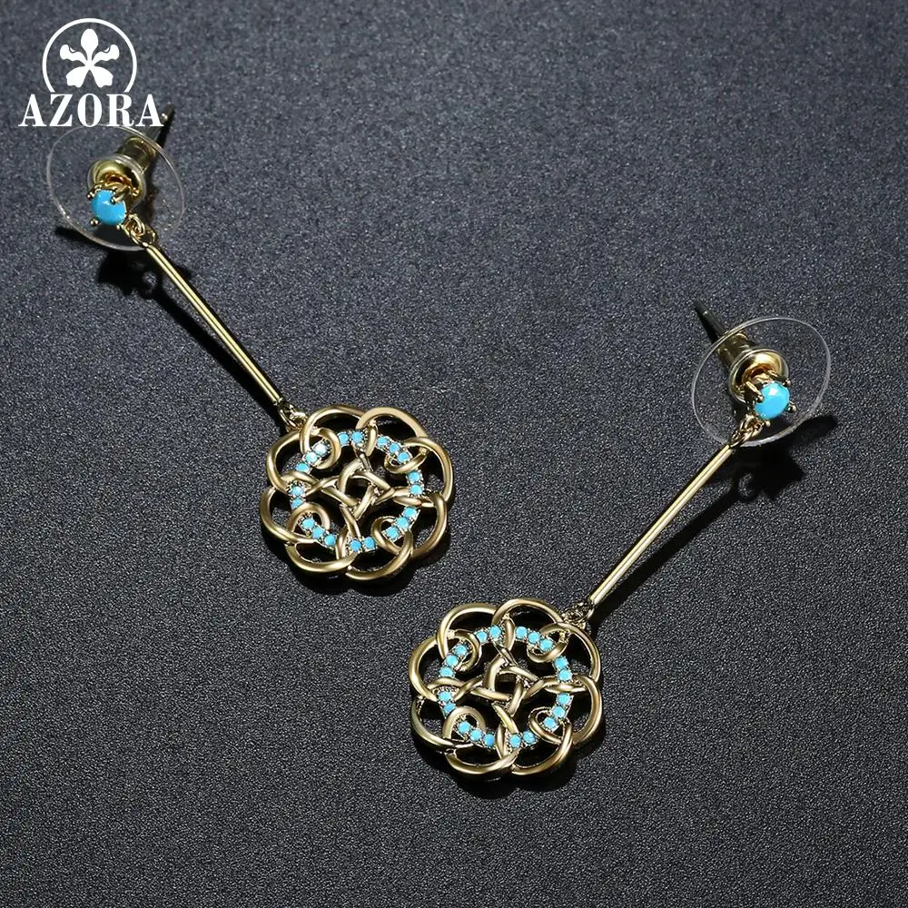 AZORA Vintage Design Unique Delicate Cubic Zircon Hollow Flower Drop Earrings for Women Bridal Wedding Fashion Jewelry TE0406 AZORA Vintage Design Unique Delicate Cubic Zircon Hollow Flower Drop Earrings for Women Bridal Wedding Fashion Jewelry TE0406