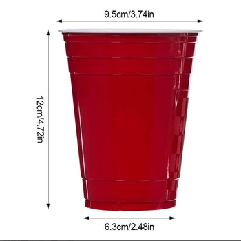 

100Pcs / Set of 450Ml Red Disposable Plastic Cup Party Cup Bar Restaurant Supplies Houseware Household Goods High Quality