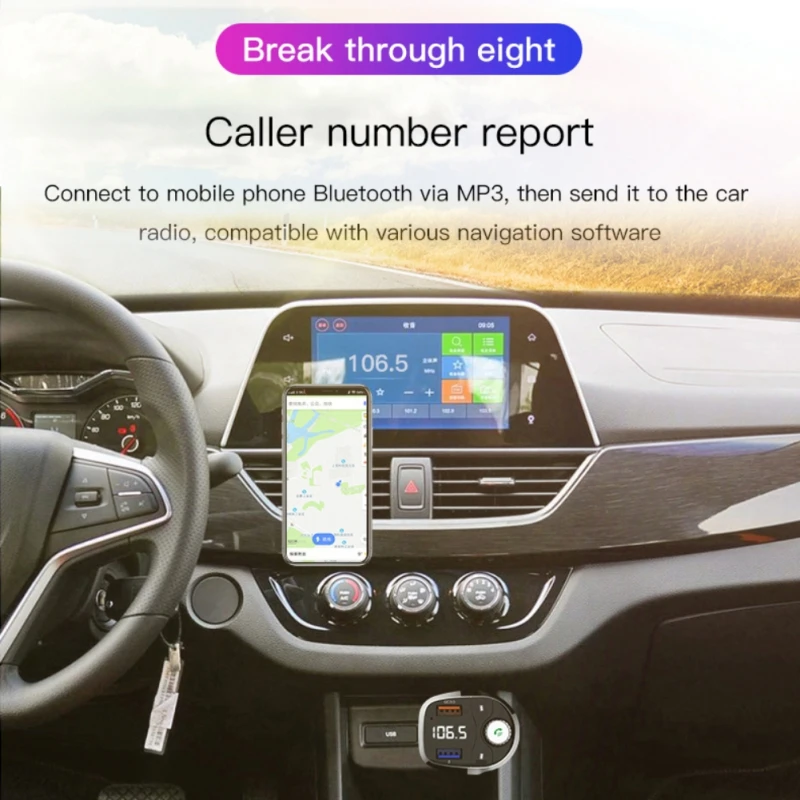 T62 Быстрая зарядка 3,0 автомобильный Bluetooth fm-передатчик два usb порта QC3.0 автомобильное зарядное устройство fm-модулятор MP3-плеер автомобильный Зажигалка Handfree